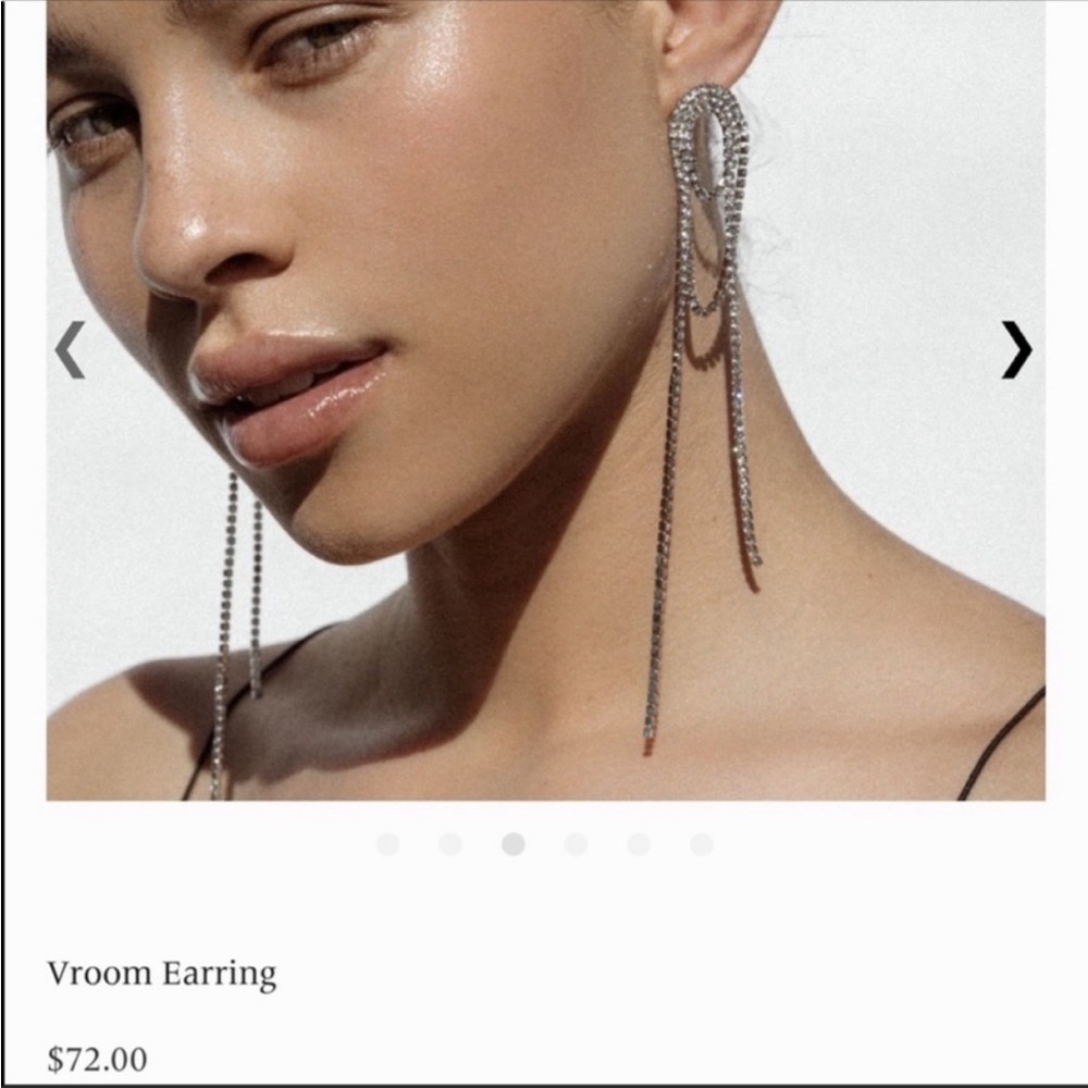 Anthropologie Shashi Vroom Long Rhinestone Prom Earrings - Picture 12 of 12